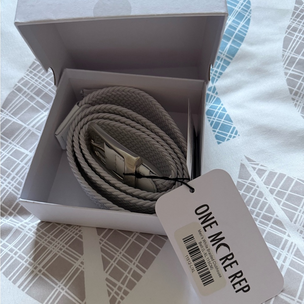 ZYIA Textured Braided White Belt